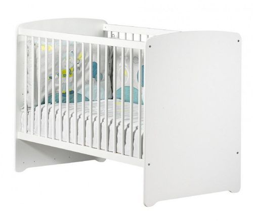 Chambre bébé Basic lit 60x120 cm armoire et commode à langer laqué blanc - Photo n°2; ?>