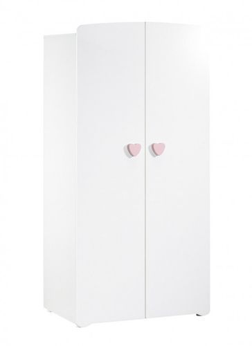 Chambre bébé Basic lit 60x120 cm armoire et commode à langer laqué blanc et rose - Photo n°3; ?>