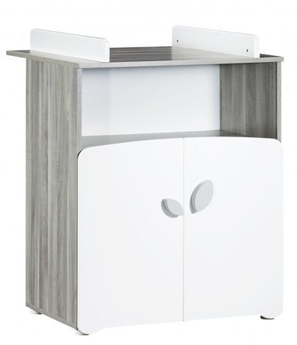 Chambre bébé Leaf lit 60x120 cm armoire et commode à langer laqué blanc et gris - Photo n°3; ?>