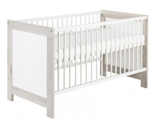 Chambre bébé Nordic Halifax lit 70x140 cm commode et armoire bois blanc et gris - Photo n°2; ?>