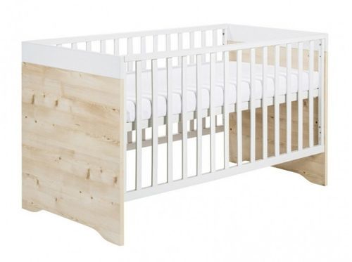 Chambre bébé Timber lit 70x140 cm commode et armoire bois blanc et pin - Photo n°3; ?>