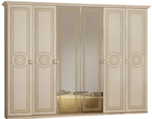 Chambre complète 6 pièces avec lit capitonné bois brillant beige Soraya 180 - Photo n°2; ?>