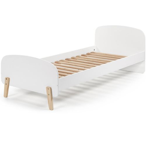 Chambre enfant 2 pièces lit et chevet laqué blanc et pin clair Kiddy 90x200 cm - Photo n°2; ?>