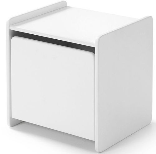 Chambre enfant 2 pièces lit et chevet laqué blanc et pin clair Kiddy 90x200 cm - Photo n°3; ?>