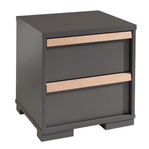 Chambre enfant 3 pièces lit chevet et armoire 2 portes bois gris anthracite London 90x200 cm - Photo n°3; ?>