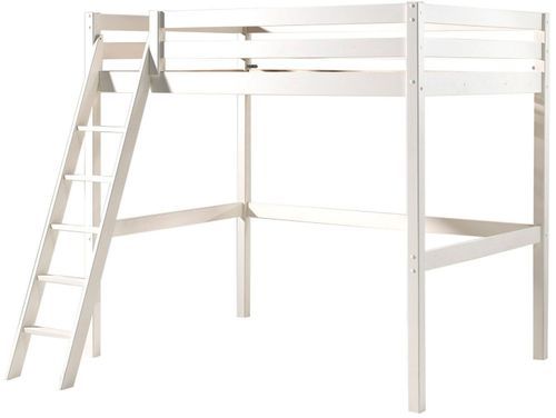 Chambre enfant 3 pièces lit fauteuil et commode 4 tiroirs pin massif blanc Pino 140x200 cm - Photo n°3; ?>