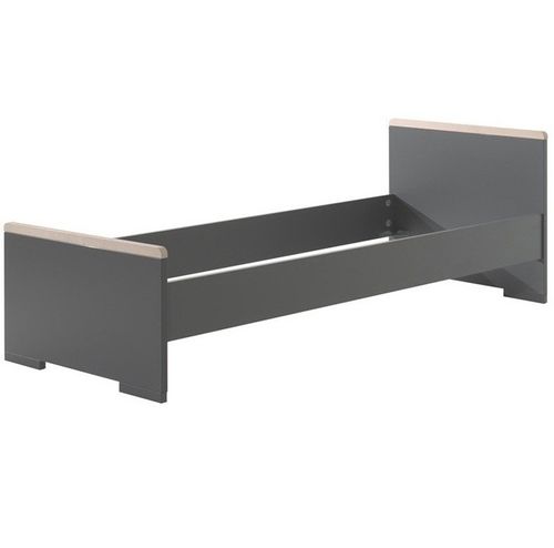 Chambre enfant 4 pièces lit chevet bureau et armoire 3 portes bois hêtre gris anthracite London 90x200 cm - Photo n°2; ?>