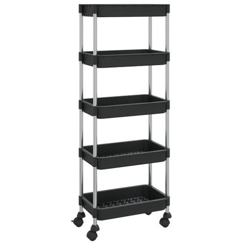 Chariot de cuisine 5 niveaux Noir 40x22x116 cm Fer et ABS - Photo n°2; ?>