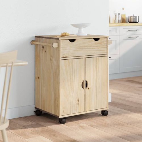 Chariot de cuisine OTTA 71x45x80 cm bois massif de pin - Photo n°3; ?>