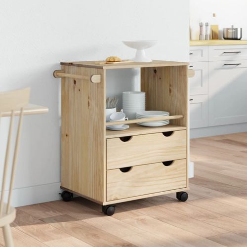 Chariot de cuisine OTTA 71x45x80 cm bois massif de pin - Photo n°3; ?>