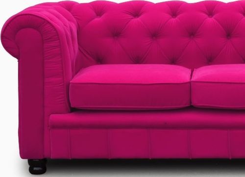 Chesterfield 3 places Velours Rose Elégance - Photo n°2; ?>