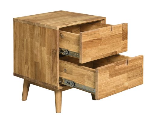 Chevet 2 tiroirs en bois de chêne massif Kundy - Photo n°3; ?>