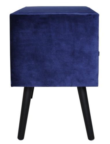 Chevet 2 tiroirs velours bleu Patio - Photo n°3; ?>