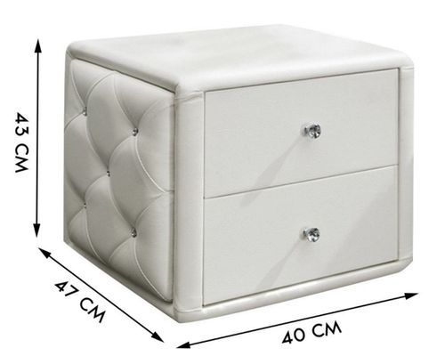 Chevet design 2 tiroirs simili cuir blanc Sunna - Photo n°2; ?>