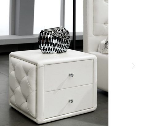 Chevet design 2 tiroirs simili cuir blanc Sunna - Photo n°3; ?>