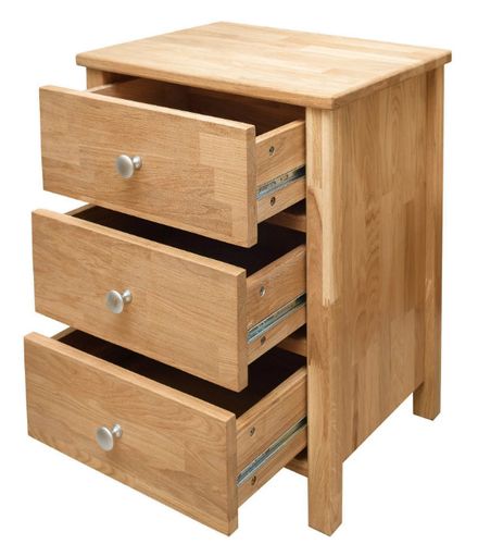 Chevet en bois de chêne massif naturel 3 tiroirs Rika - Photo n°2; ?>