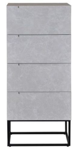 Chiffonnier 4 tiroirs bois laqué gris et métal noir Logan - Photo n°2; ?>