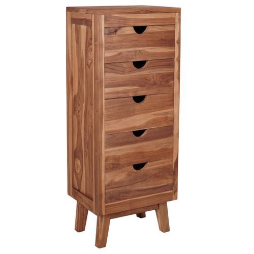 Chiffonnier 5 tiroirs 40x30x100 cm Bois de teck massif - Photo n°2; ?>