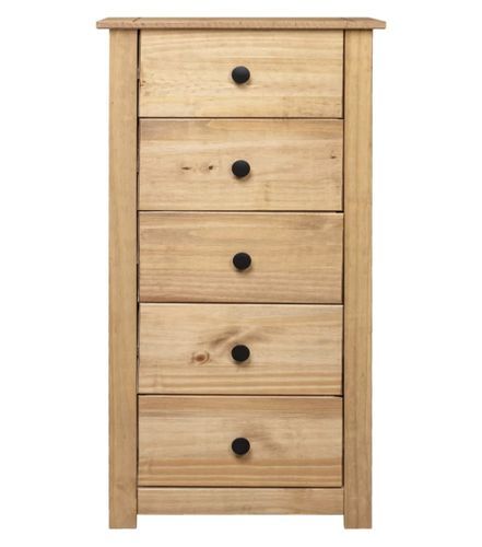 Chiffonnier 5 tiroirs en bois de pin massif Autika 46 cm – Élégance rustique et praticité - Photo n°3; ?>