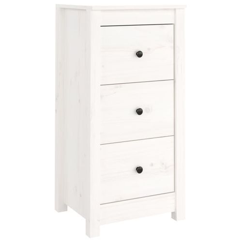 Chiffonnier Blanc 40x35x80 cm Bois massif de pin 2 - Photo n°3; ?>