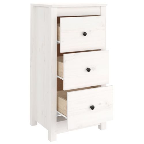 Chiffonnier Blanc 40x35x80 cm Bois massif de pin 2 - Photo n°2; ?>