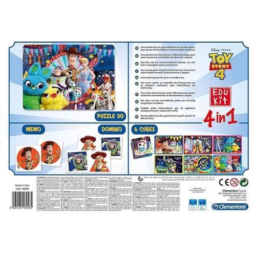 CLEMENTONI Edukit 4 en 1 - Toy Story 4- Mémo, Domino, Puzzle et Cubes - Photo n°3; ?>