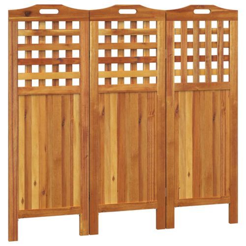 Cloison de séparation 3 panneaux 121,5x2x115 cm Bois d'acacia - Photo n°2; ?>