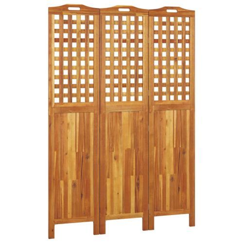 Cloison de séparation 3 panneaux 121,5x2x180 cm Bois d'acacia - Photo n°2; ?>