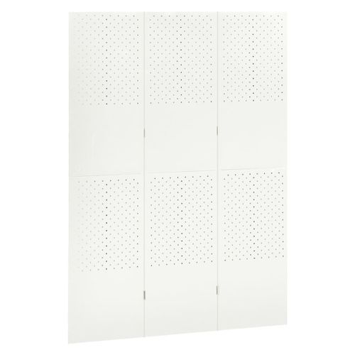 Cloison de séparation 3 panneaux Blanc 120x180 cm Acier - Photo n°3; ?>