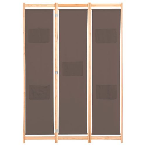 Cloison de séparation 3 panneaux Marron 120x170x4 cm Tissu - Photo n°2; ?>