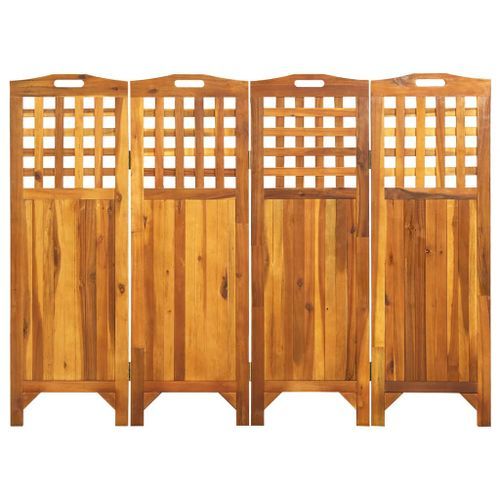 Cloison de séparation 4 panneaux 161x2x120 cm Bois d'acacia - Photo n°2; ?>