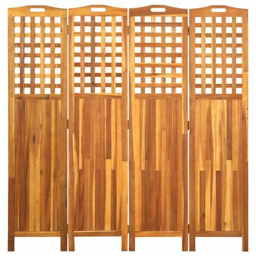 Cloison de séparation 4 panneaux 161x2x170 cm Bois d'acacia - Photo n°2; ?>