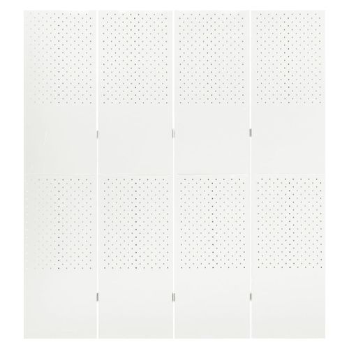 Cloison de séparation 4 panneaux Blanc 160x180 cm Acier - Photo n°2; ?>