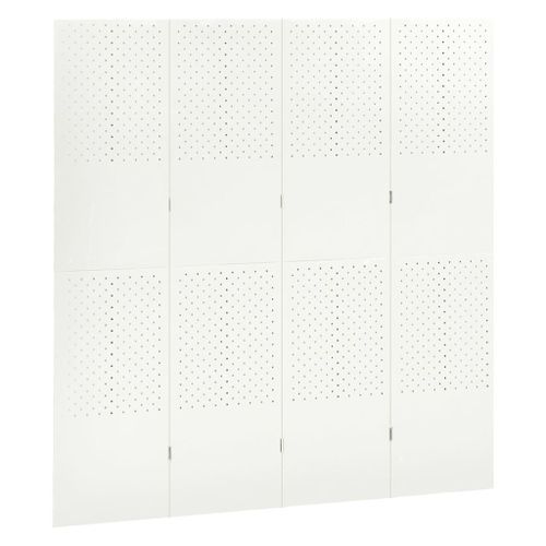 Cloison de séparation 4 panneaux Blanc 160x180 cm Acier - Photo n°3; ?>
