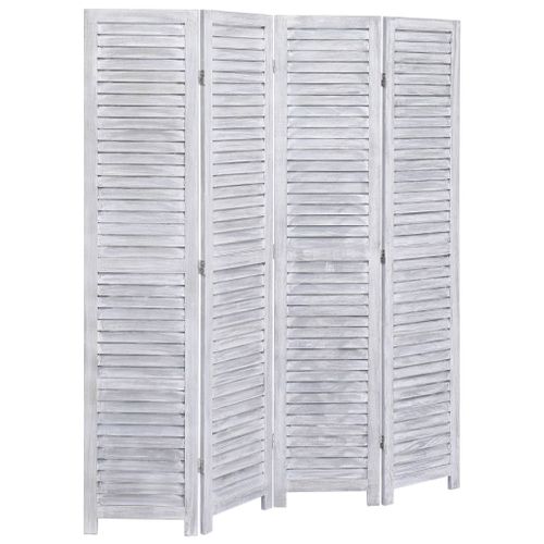 Cloison de séparation 4 panneaux Gris 140x165 cm Bois - Photo n°3; ?>