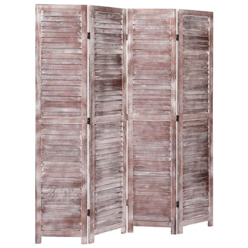 Cloison de séparation 4 panneaux Marron 140x165 cm Bois - Photo n°3; ?>