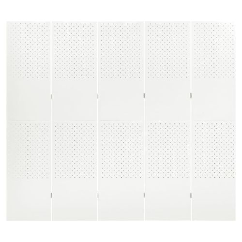 Cloison de séparation 5 panneaux Blanc 200x180 cm Acier - Photo n°2; ?>