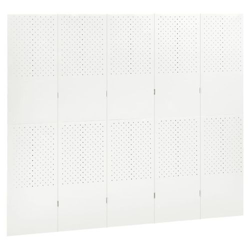 Cloison de séparation 5 panneaux Blanc 200x180 cm Acier - Photo n°3; ?>