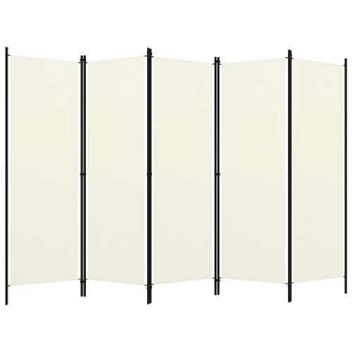 Cloison de séparation 5 panneaux Blanc crème 250x180 cm - Photo n°2; ?>