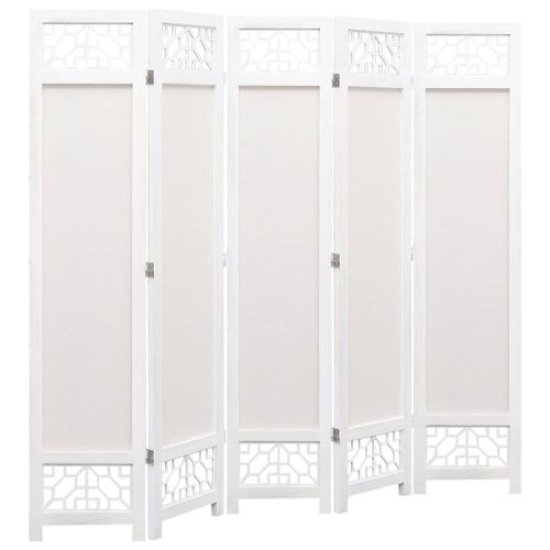 Cloison de séparation 5 panneaux Crème 175x165 cm Tissu - Photo n°2; ?>