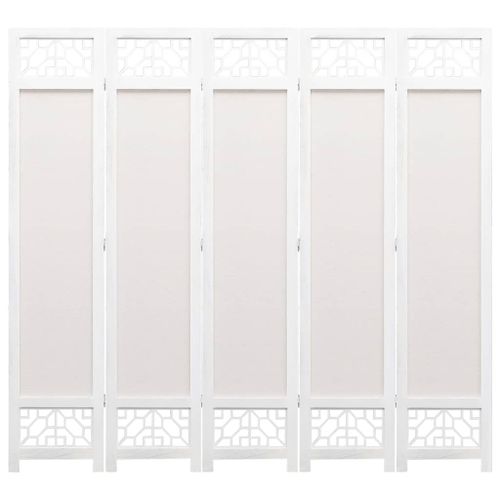 Cloison de séparation 5 panneaux Crème 175x165 cm Tissu - Photo n°3; ?>
