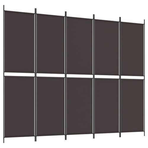 Cloison de séparation 5 panneaux Marron 250x200 cm Tissu - Photo n°2; ?>