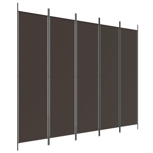 Cloison de séparation 5 panneaux Marron 250x200 cm Tissu - Photo n°2; ?>