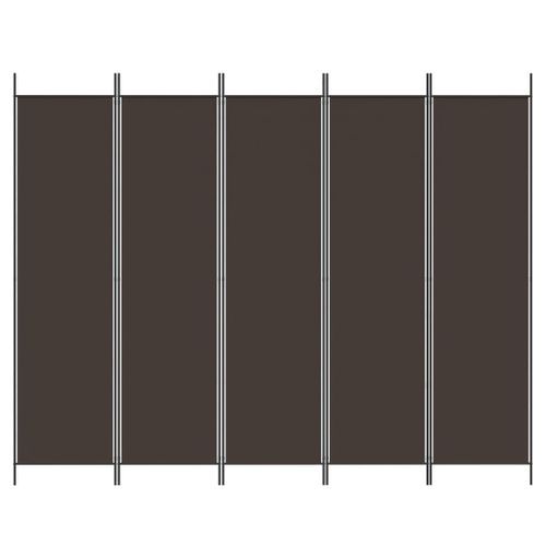 Cloison de séparation 5 panneaux Marron 250x200 cm Tissu - Photo n°3; ?>