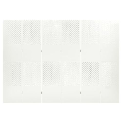 Cloison de séparation 6 panneaux Blanc 240x180 cm Acier - Photo n°2; ?>