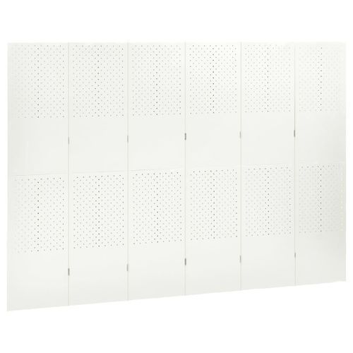 Cloison de séparation 6 panneaux Blanc 240x180 cm Acier - Photo n°3; ?>