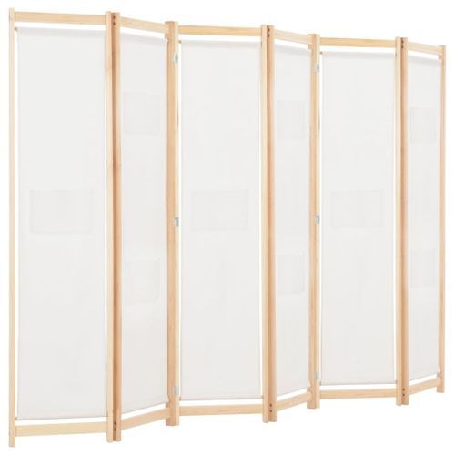 Cloison de séparation 6 panneaux Crème 240 x 170 x 4 cm Tissu - Photo n°3; ?>