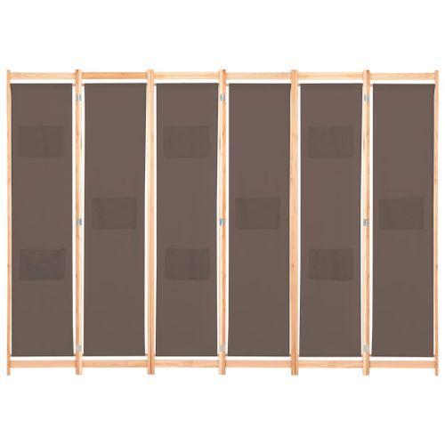 Cloison de séparation 6 panneaux Marron 240 x 170 x 4 cm Tissu - Photo n°2; ?>