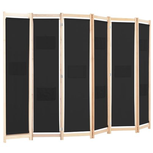 Cloison de séparation 6 panneaux Noir 240 x 170 x 4 cm Tissu - Photo n°3; ?>