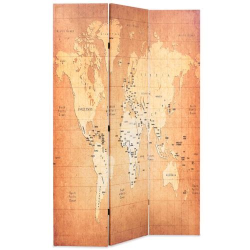 Cloison de séparation pliable 120 x 170 cm Carte du monde Jaune - Photo n°3; ?>